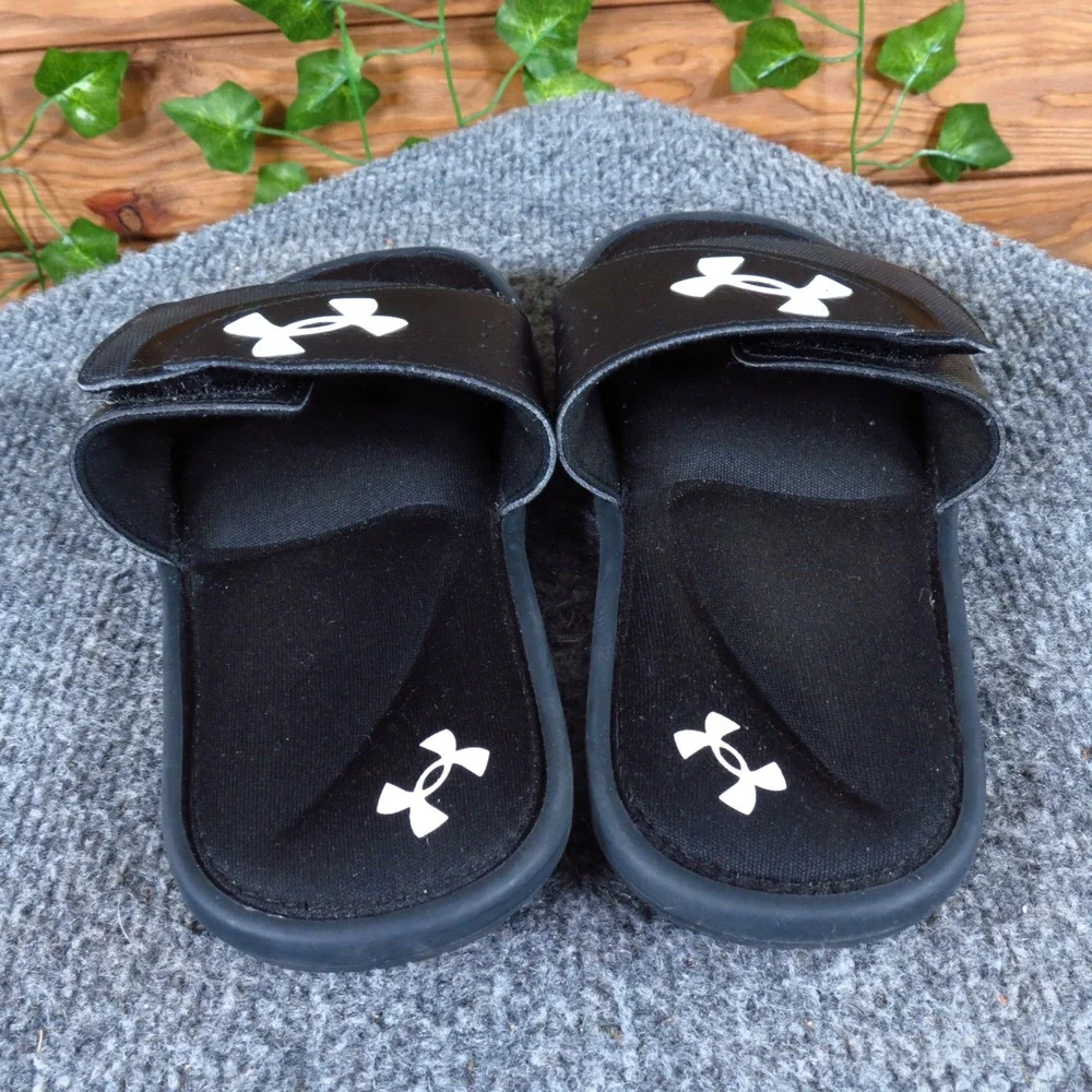 Under Armour Ignite VI Unisex Kids Sandal Size 2‎ Athletic Slide Black Synthetic